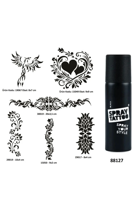 Kadın bel Kol Sembolleri Spray Tattoo Geçici Dövme Yapma Seti Dark Siyah