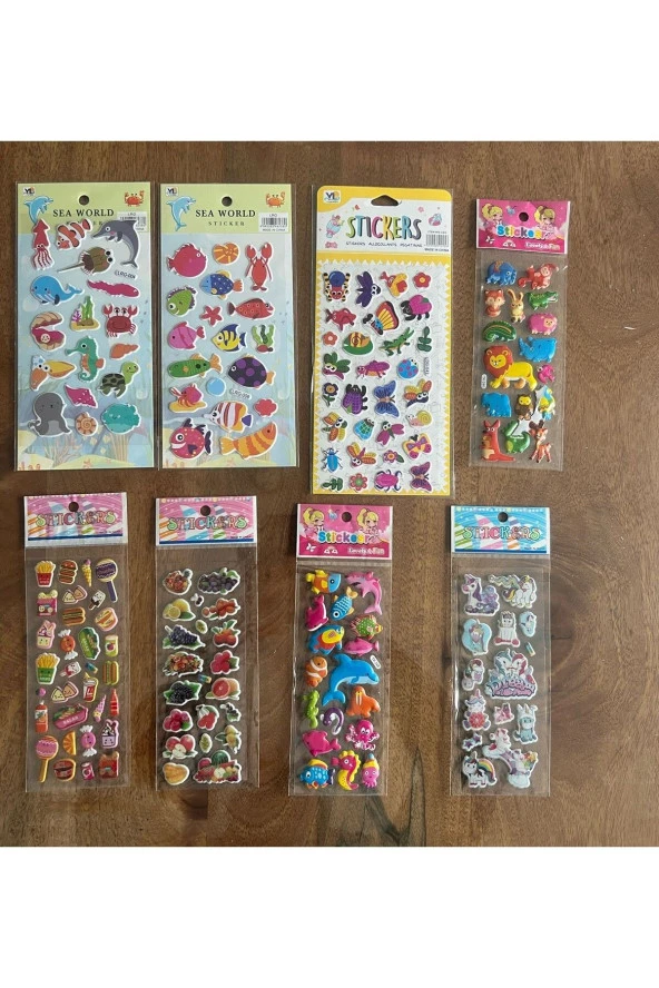 8 Adet Birden Çocuk Eğitici Sticker Çıkartma Seti Model 1