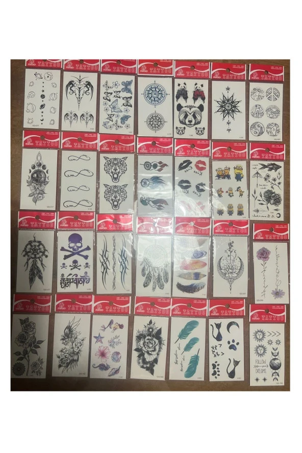 30 adet birden Minimal Yapıştırma Geçici Dövme Seti Seri9 ürün görseli 1