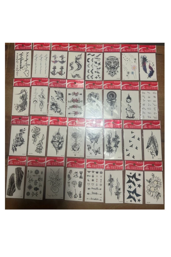 30 adet birden Minimal Yapıştırma Geçici Dövme Seti Seri8 ürün görseli 1