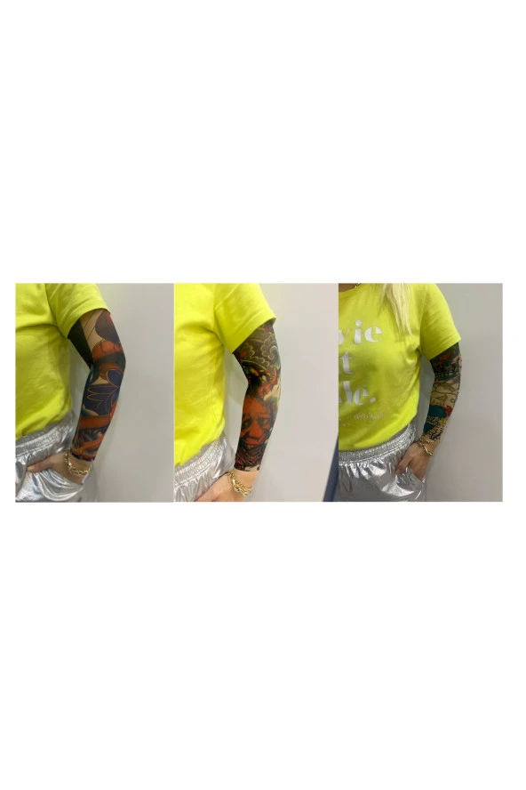 Kızlar Serisi 3 çift 6 adet Giyilebilir Dövme Sleeve tattoo  Set27 - 2