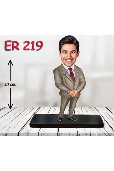 Özcan Tasarım Kişiye Özel Ahşap Biblo - Takım Elbiseli Erkek Karikatür Biblo 9 ürün görseli