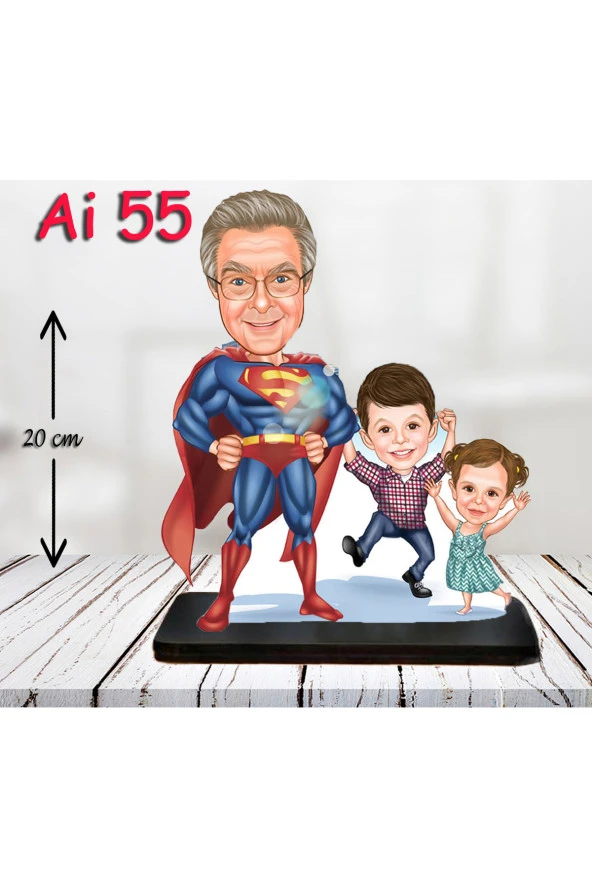 Kişiye Özel Ahşap Biblo - Aile Karikatür Biblo - 3 Kişilik Aile Biblo 15