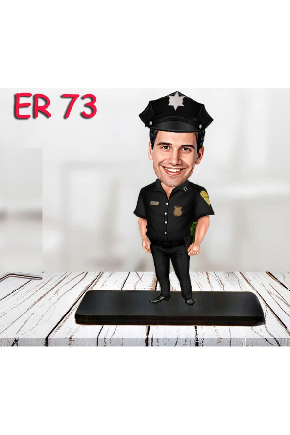 Kişiye Özel Ahşap Biblo - Erkek Polis Karikatür Biblo 10