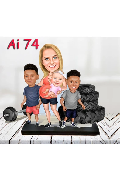 Özcan Tasarım Kişiye Özel Ahşap Biblo - Aile Karikatür Biblo - 4 Kişilik Aile Biblo 31 ürün görseli