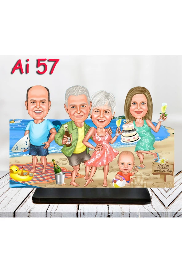 Özcan Tasarım Kişiye Özel Ahşap Biblo - Aile Karikatür Biblo - 4 Kişilik Aile Biblo 24 ürün görseli