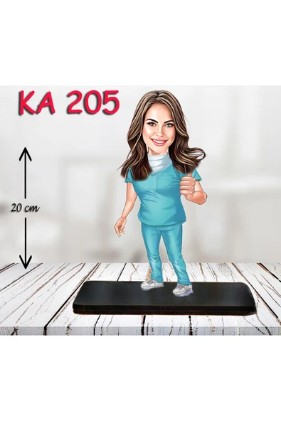 Özcan Tasarım Kişiye Özel Ahşap Biblo - Sağlıkçı Kadın Karikatür Biblo - Doktor Biblo 15 ürün görseli