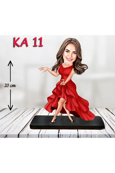 Özcan Tasarım Kişiye Özel Ahşap Biblo - Süslü Kadın Karikatür Biblo 3 ürün görseli