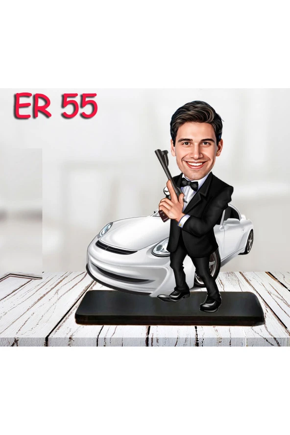 Özcan Tasarım Kişiye Özel Ahşap Biblo - Araba Kullanan Erkek Karikatür Biblo 22 ürün görseli