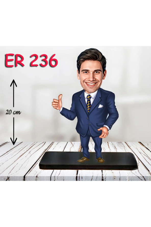 Özcan Tasarım Kişiye Özel Ahşap Biblo - Takım Elbiseli Erkek Karikatür Biblo 26 ürün görseli