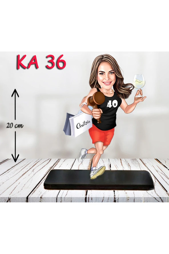 Kişiye Özel Ahşap Biblo - Sporcu Kadın Karikatür Biblo - Sporcu Biblo