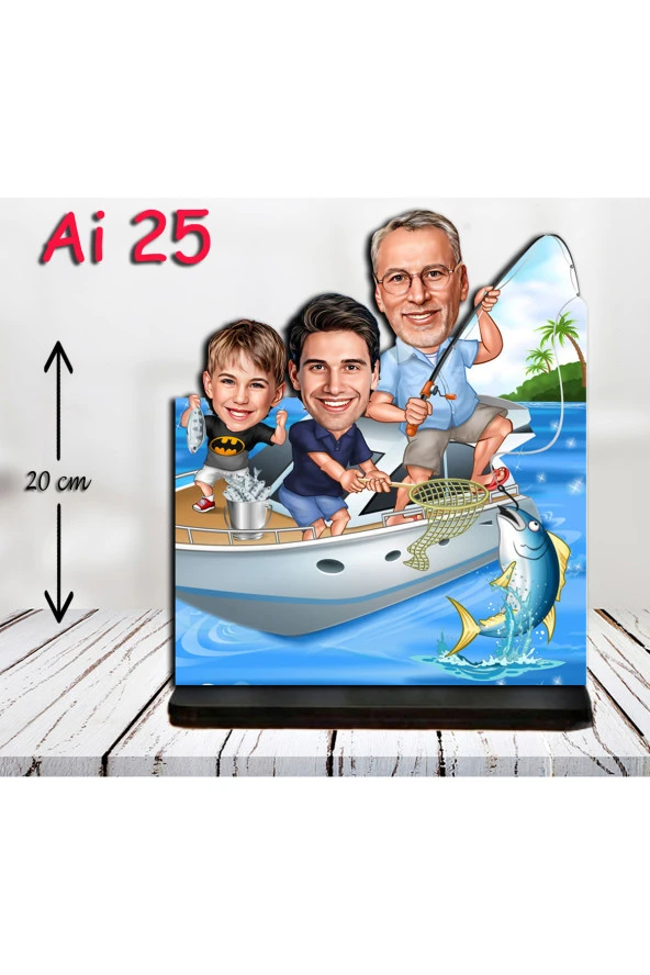 Özcan Tasarım Kişiye Özel Ahşap Biblo - Aile Karikatür Biblo - 3 Kişilik Aile Biblo 9 ürün görseli