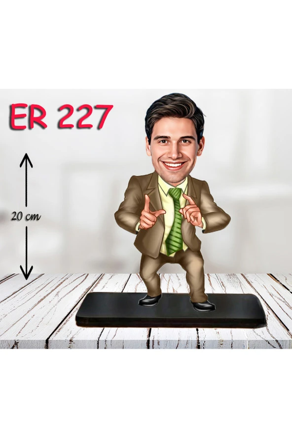 Özcan Tasarım Kişiye Özel Ahşap Biblo - Takım Elbiseli Erkek Karikatür Biblo 17