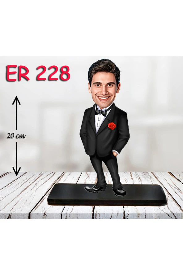 Özcan Tasarım Kişiye Özel Ahşap Biblo - Takım Elbiseli Erkek Karikatür Biblo 18