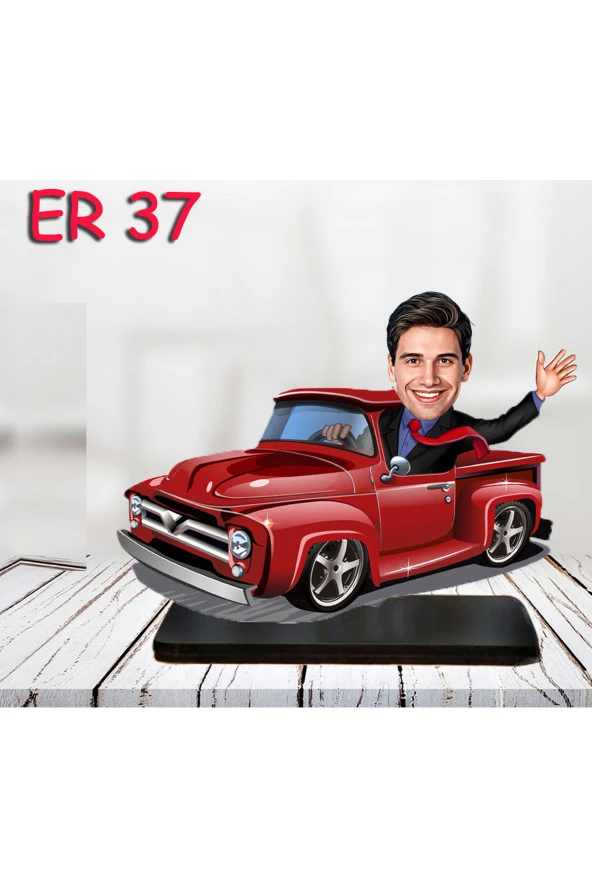 Özcan Tasarım Kişiye Özel Ahşap Biblo - Araba Kullanan Erkek Karikatür Biblo 4 ürün görseli