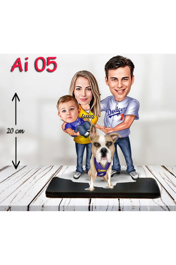 Kişiye Özel Ahşap Biblo - Aile Karikatür Biblo - 3 Kişilik Aile Biblo 2