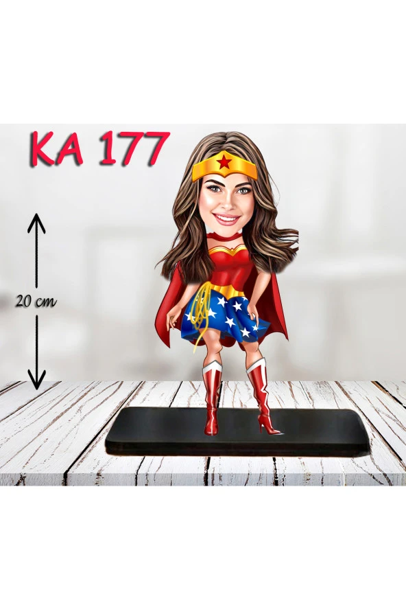 Özcan Tasarım Kişiye Özel Ahşap Biblo - Kahraman Kadın Karikatür Biblo 13