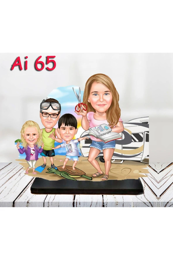 Özcan Tasarım Kişiye Özel Ahşap Biblo - Aile Karikatür Biblo - 4 Kişilik Aile Biblo 26 ürün görseli