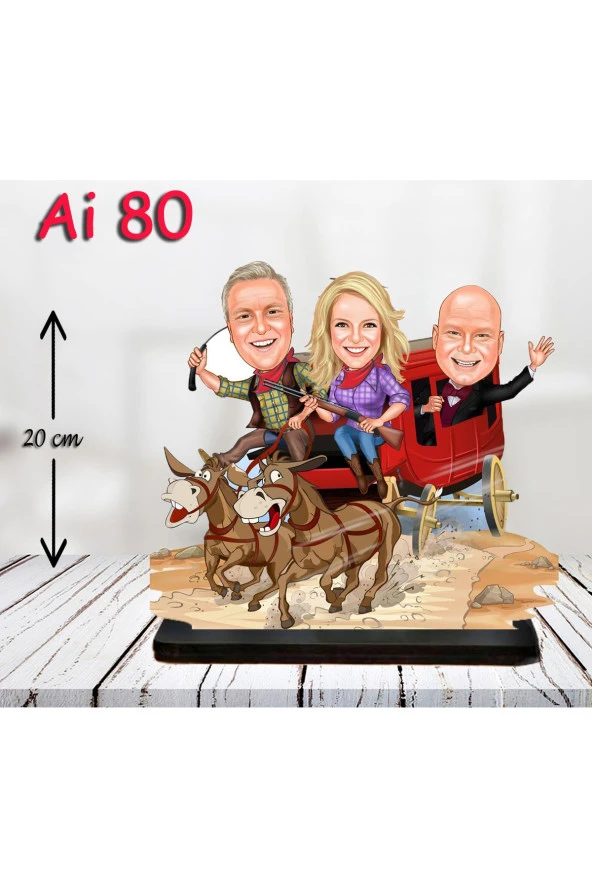 Özcan Tasarım Kişiye Özel Ahşap Biblo - Aile Karikatür Biblo - 3 Kişilik Aile Biblo 22 ürün görseli