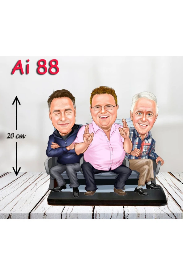 Kişiye Özel Ahşap Biblo - Aile Karikatür Biblo - 3 Kişilik Aile Biblo 25