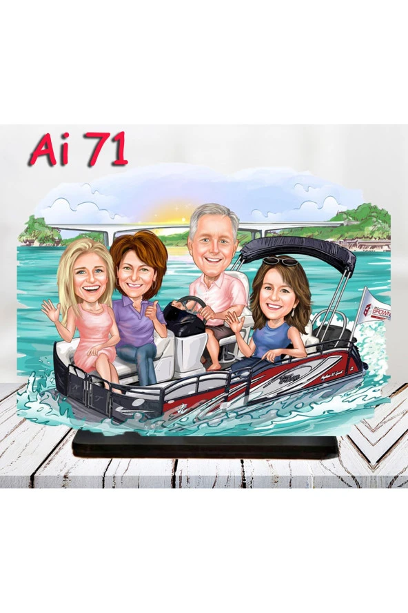Kişiye Özel Ahşap Biblo - Aile Karikatür Biblo - 4 Kişilik Aile Biblo 29