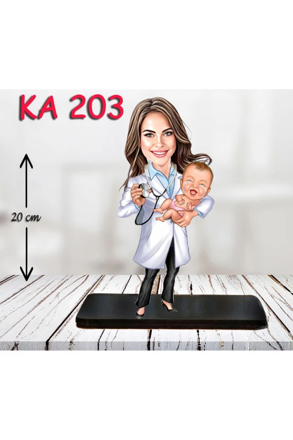 Özcan Tasarım Kişiye Özel Ahşap Biblo - Sağlıkçı Kadın Karikatür Biblo - Doktor Biblo 14 ürün görseli