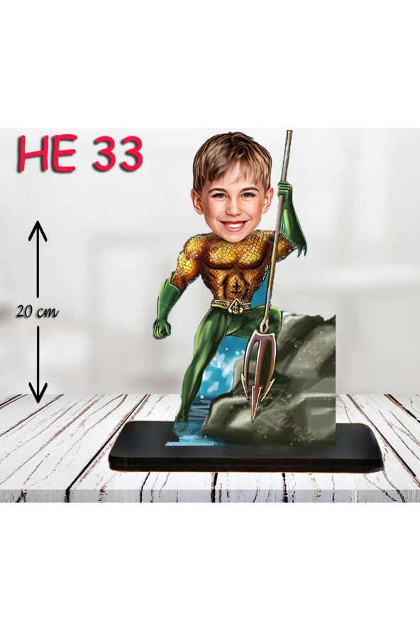 Özcan Tasarım Kişiye Özel Ahşap Biblo - Erkek Çocuk Karikatür Biblo - Kahraman 8
