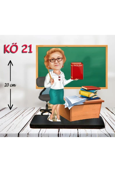 Özcan Tasarım Kişiye Özel Ahşap Biblo - Kadın Öğretmen Karikatür Biblo - Öğretmen Biblo 21 ürün görseli