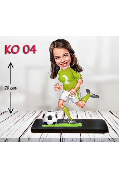 Özcan Tasarım Kişiye Özel Ahşap Biblo - Kız Çocuk Karikatür Biblo - Futbolcu Biblo ürün görseli