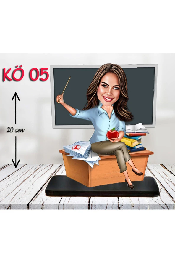 Özcan Tasarım Kişiye Özel Ahşap Biblo - Kadın Öğretmen Karikatür Biblo - Öğretmen Biblo 5 ürün görseli