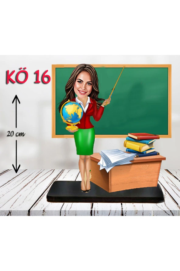 Özcan Tasarım Kişiye Özel Ahşap Biblo - Kadın Öğretmen Karikatür Biblo - Öğretmen Biblo 16 ürün görseli