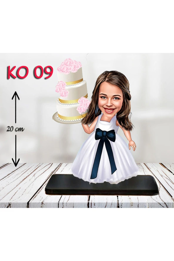 Özcan Tasarım Kişiye Özel Ahşap Biblo - Kız Çocuk Karikatür Biblo - Pastacı Biblo ürün görseli