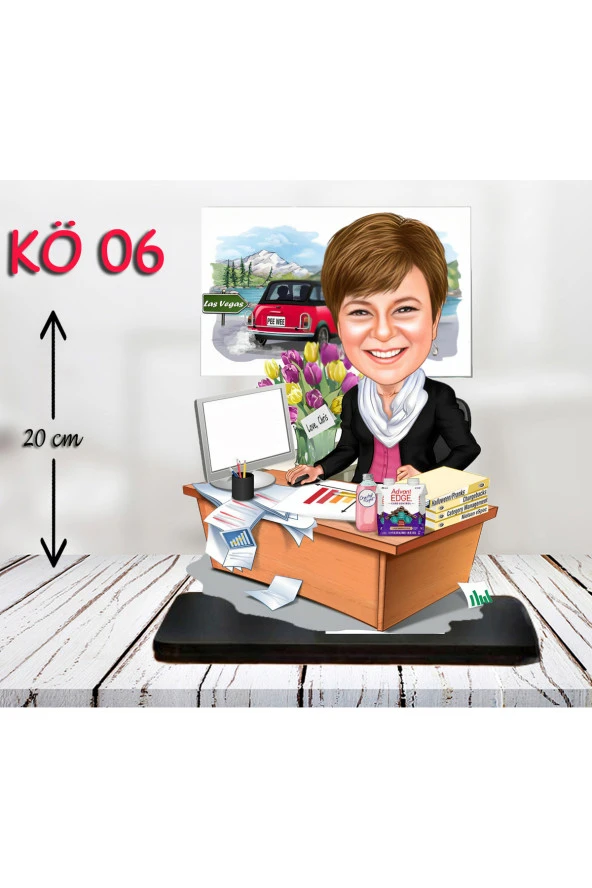 Kişiye Özel Ahşap Biblo - Kadın Öğretmen Karikatür Biblo - Öğretmen Biblo 6