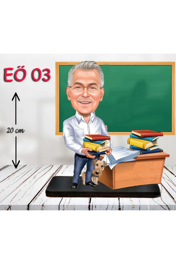 Kişiye Özel Ahşap Biblo - Erkek Öğretmen Karikatür Biblo - Öğretmen Biblo 3
