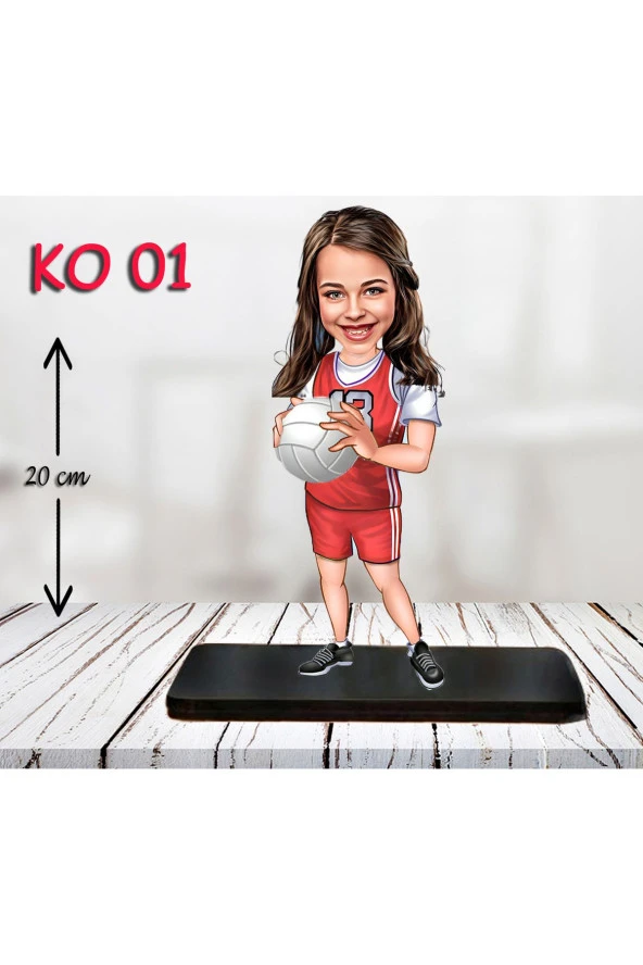 Özcan Tasarım Kişiye Özel Ahşap Biblo - Kız Çocuk Karikatür Biblo - Voleybolcu Biblo ürün görseli