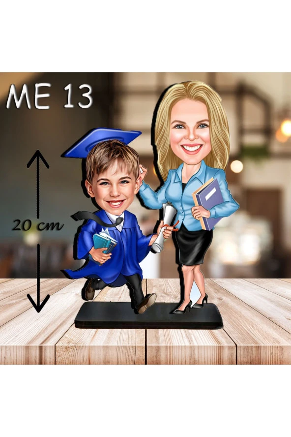 Özcan Tasarım Kişiye Özel Ahşap Biblo - Erkek Çocuk Karikatür Biblo - Mezun Biblo ürün görseli