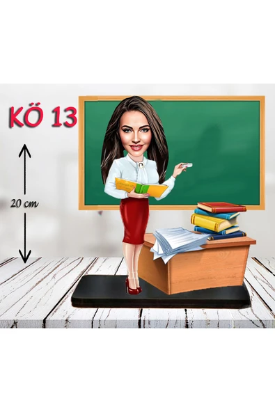 Özcan Tasarım Kişiye Özel Ahşap Biblo - Kadın Öğretmen Karikatür Biblo - Öğretmen Biblo 13 ürün görseli