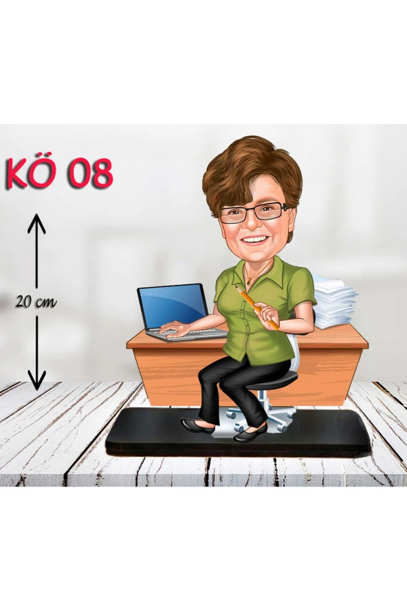 Kişiye Özel Ahşap Biblo - Kadın Öğretmen Karikatür Biblo - Öğretmen Biblo 8