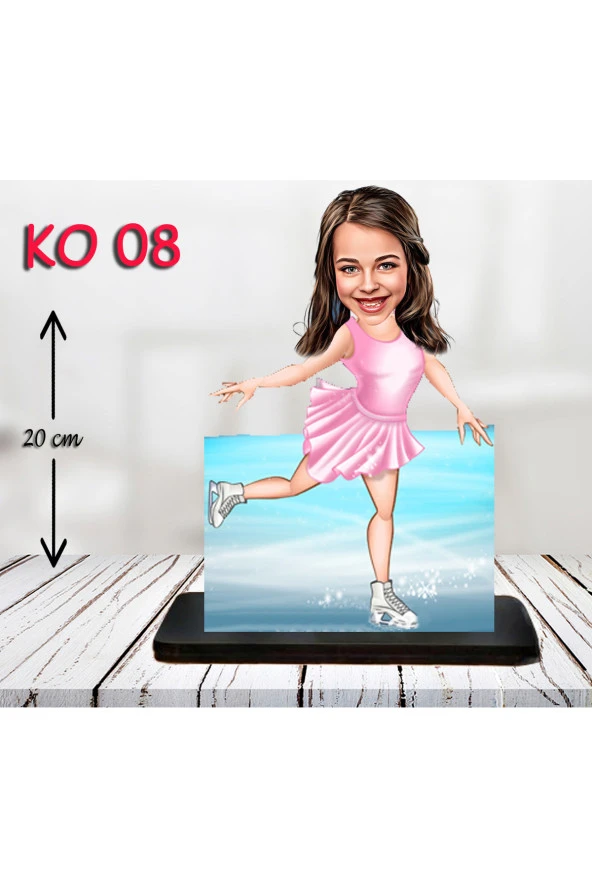 Özcan Tasarım Kişiye Özel Ahşap Biblo - Kız Çocuk Karikatür Biblo - Patenci Biblo 2