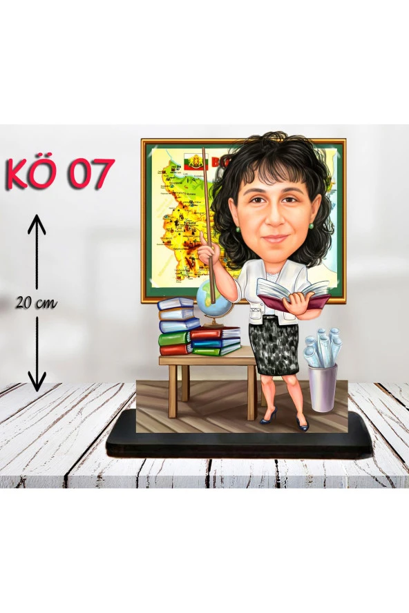 Özcan Tasarım Kişiye Özel Ahşap Biblo - Kadın Öğretmen Karikatür Biblo - Öğretmen Biblo 7 ürün görseli