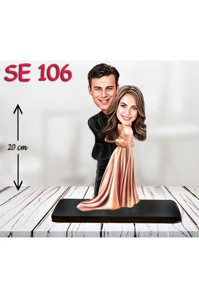 Özcan Tasarım Kişiye Özel Ahşap Biblo -Evli Çift Biblosu