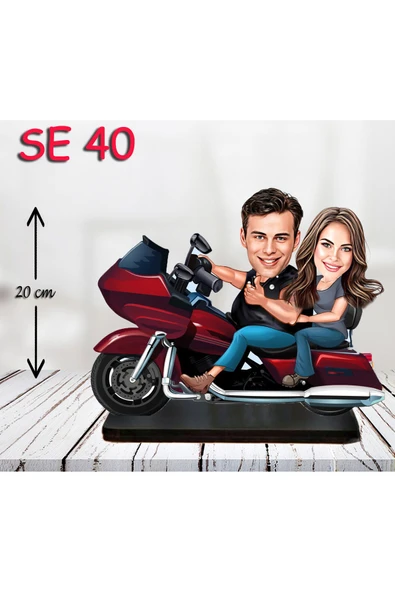 Özcan Tasarım Kişiye Özel Ahşap Biblo - Motor Kullanan Çift 3 ürün görseli