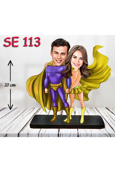 Özcan Tasarım Kişiye Özel Ahşap Biblo - Kahraman Çift Biblosu 6 ürün görseli