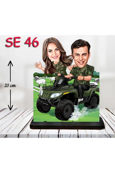 Özcan Tasarım Kişiye Özel Ahşap Biblo - ATV Kullanan Çift ürün görseli