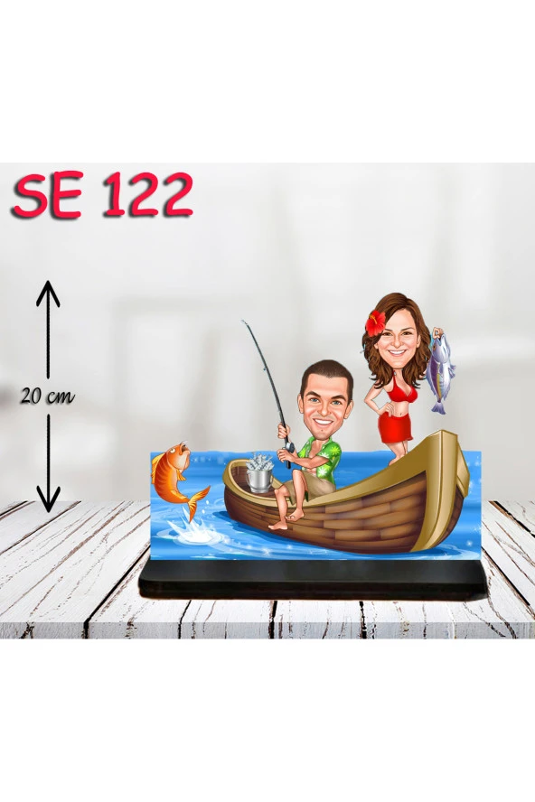 Özcan Tasarım Kişiye Özel Ahşap Biblo - Tekne Kullanan Çift 2 ürün görseli