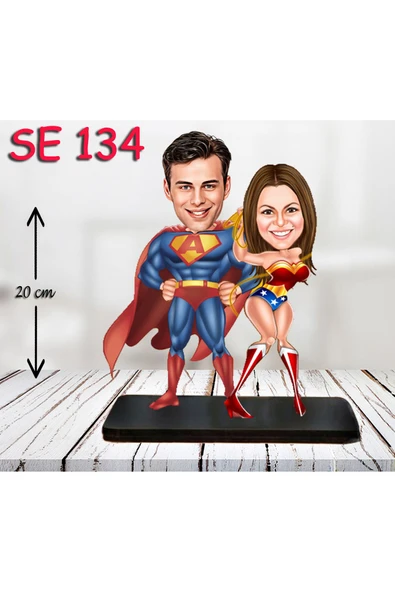 Özcan Tasarım Kişiye Özel Ahşap Biblo - Kahraman Çift Biblosu 10 ürün görseli