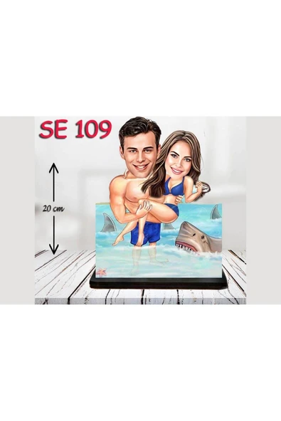 Özcan Tasarım Kişiye Özel Ahşap Biblo - Köpek Balığı Temalı Biblo ( 3D Biblo ) ürün görseli