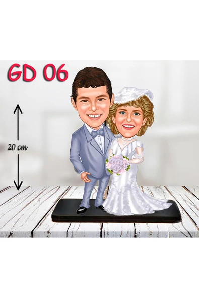 Özcan Tasarım Kişiye Özel Ahşap Biblo - Gelin ve Damat Biblo 6 ( 3D Biblo ) ürün görseli