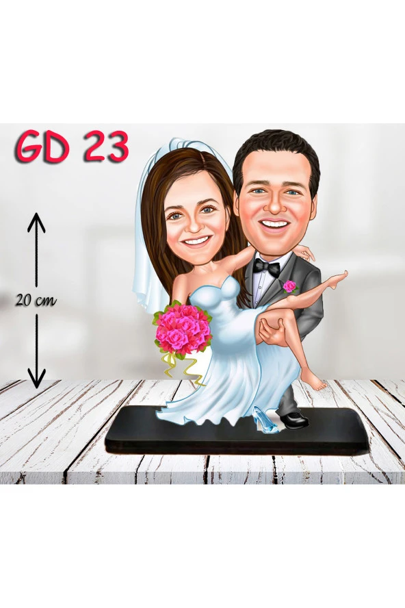 Kişiye Özel Ahşap Biblo - Gelin Damat Biblo 4 ( 3D Biblo )