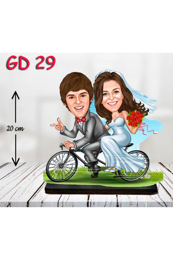 Kişiye Özel Ahşap Biblo - Gelin Damat Biblo 10 ( 3D Biblo )